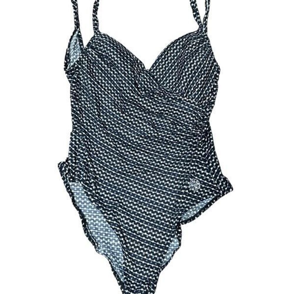 Feraud Paris One Piece Swimsuit Size Small Black and White Print